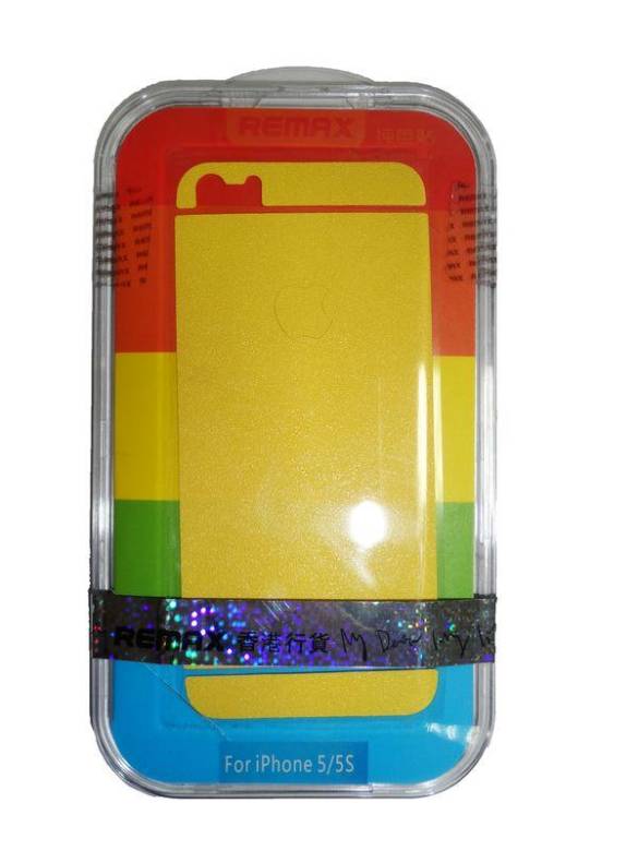 Защитная пленка Remax для iPhone 5/5S/5SE (front + back) Pure Sticker Yellow - фото фото фото 0