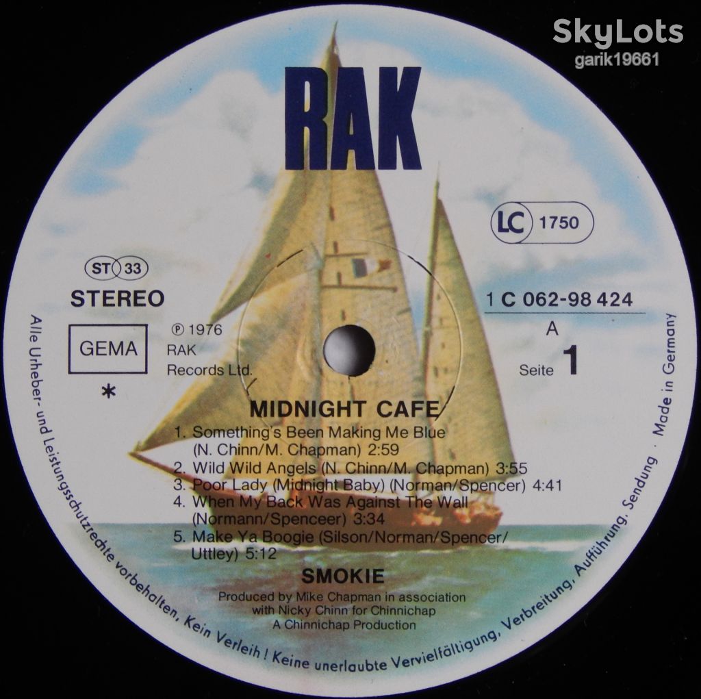 Smokie – Midnight Cafe  (RAK – 1C 062-98 424, Germany) EX+/NM- - фото фото фото 2