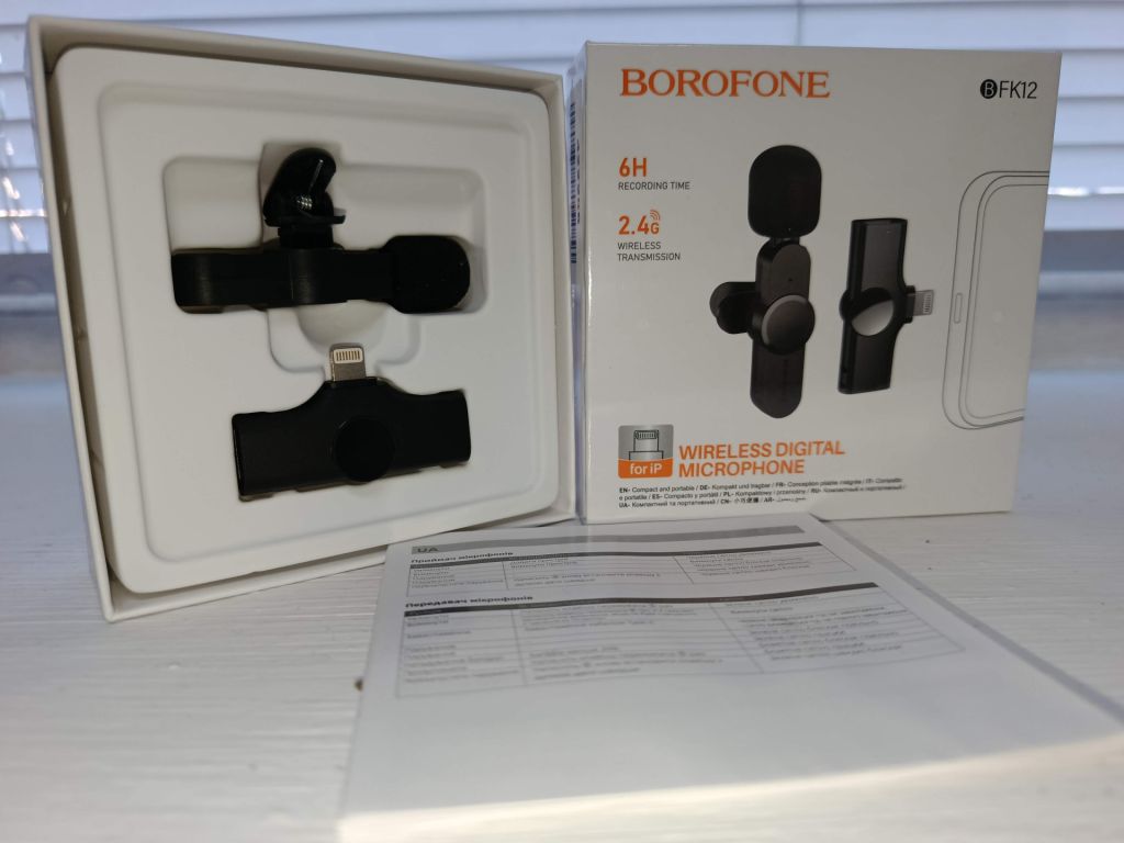 100% NEW! Радіосистема BOROFONE BFK12 Trophy Lavalier Wireless Digital Microphone Lightning Black - фото фото фото 1