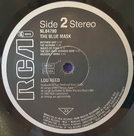 Lou Reed - The Blue Mask - 1982.  (LP). 12. Vinyl. Пластинка. Germany. - фото фото фото 3
