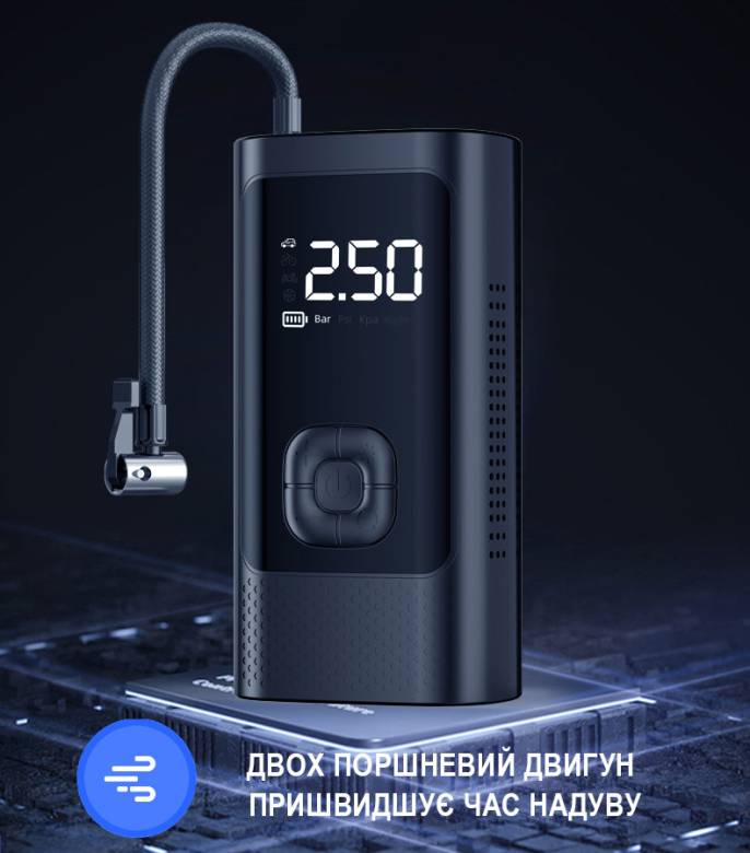 Портативный автокомпрессор аккумуляторный Royalstar RSD-CZX11D, черный - фото фото фото 3