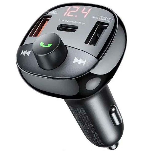 FM модулятор Remax RCC331 Bluetooth Lodi Series 2USB/1PD 64.5W Чорний - фото фото фото 0