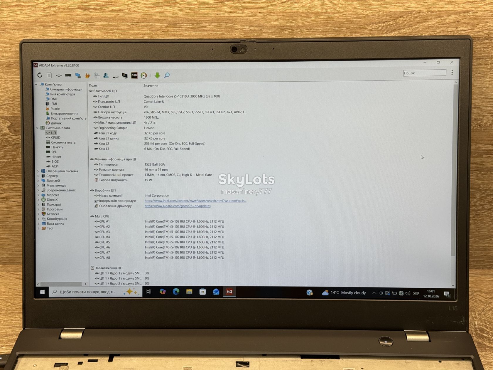 ноутбук lenovo Thinkpad l15 gen1-intel core i5-10gen-4gb ram ddr4-№ss206 - фото фото фото 9