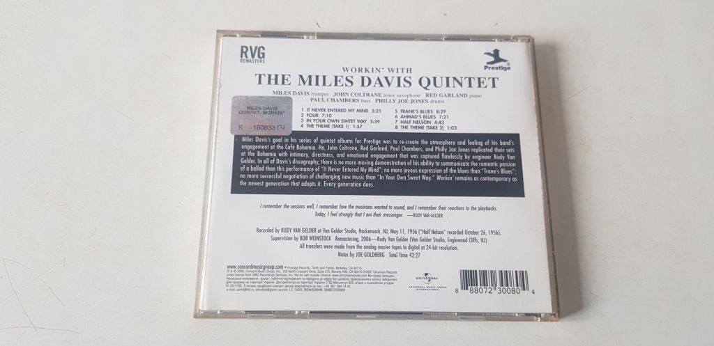 Miles Davis Workin' CD ліцензія - фото фото фото 1