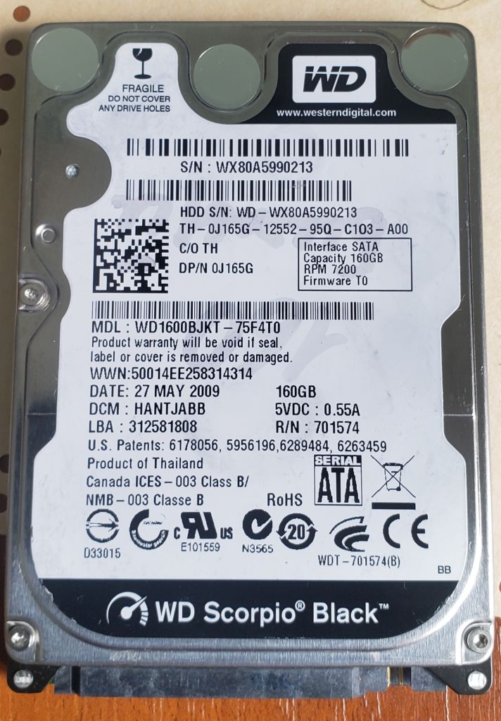 HDD 2'5 WD1600BJKT-75F4T0   (8) - фото фото фото 0