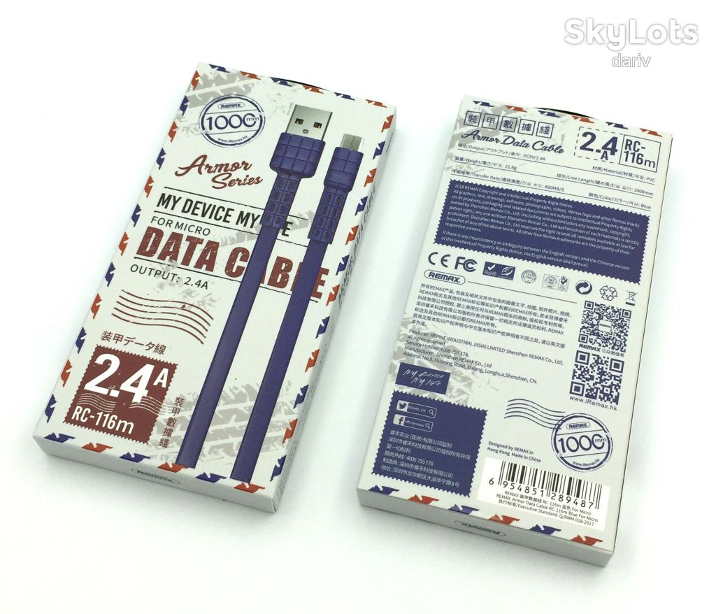 Дата кабель Remax RC-116m Armor Series Data Cable 2.4A micro USB Blue - фото фото фото 1