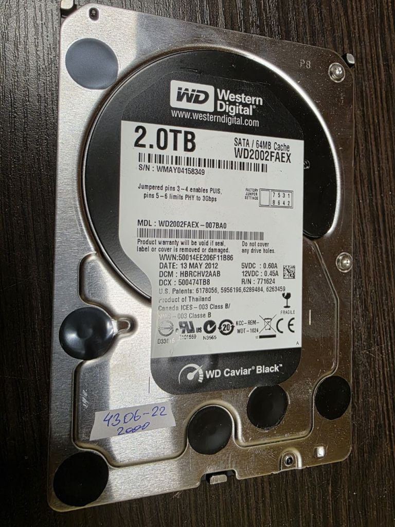 2000Gb 2Tb 3,5 SATA3 64Mb WD2002FAEX Western Digital жорсткий диск  (4306-22) - фото фото фото 0
