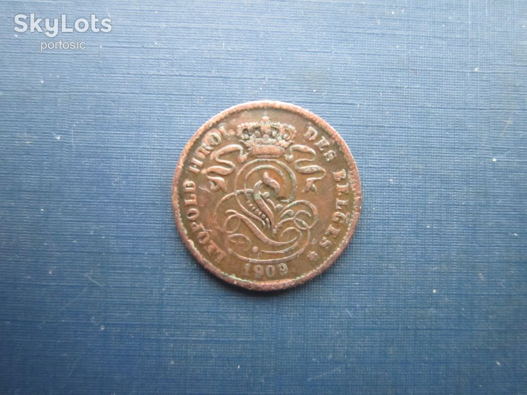 Монета 2 сантими Бельгія 1909 Belges фауна лев - фото фото фото 1