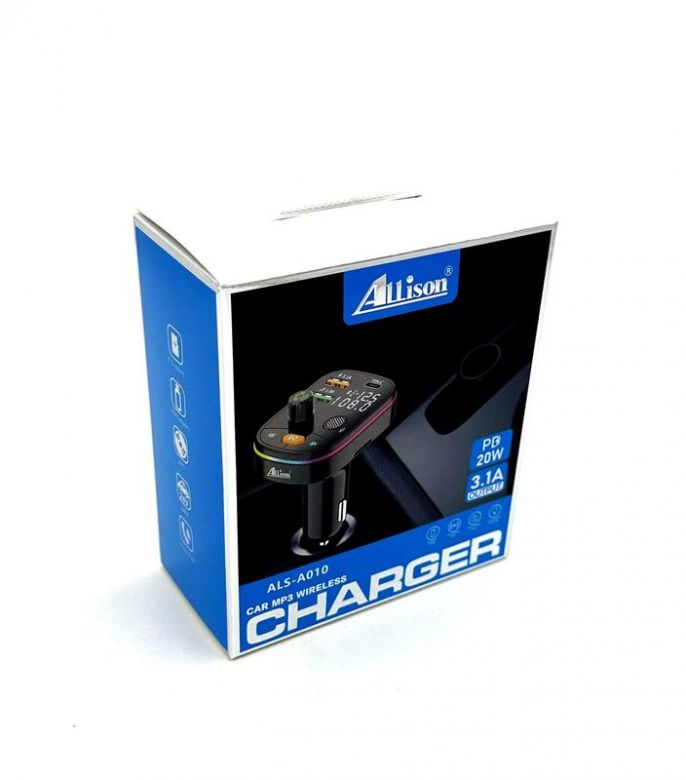 FM модулятор ALS-A010 Bluetooth + зарядка  (2USB/PD/20W/3.1A) Чорний - фото фото фото 0