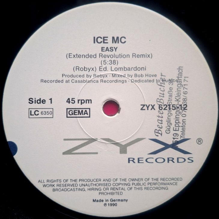 Ice MC - Easy - 1989.  (EP) 12. Vinyl. Пластинка. Germany. - фото фото фото 2
