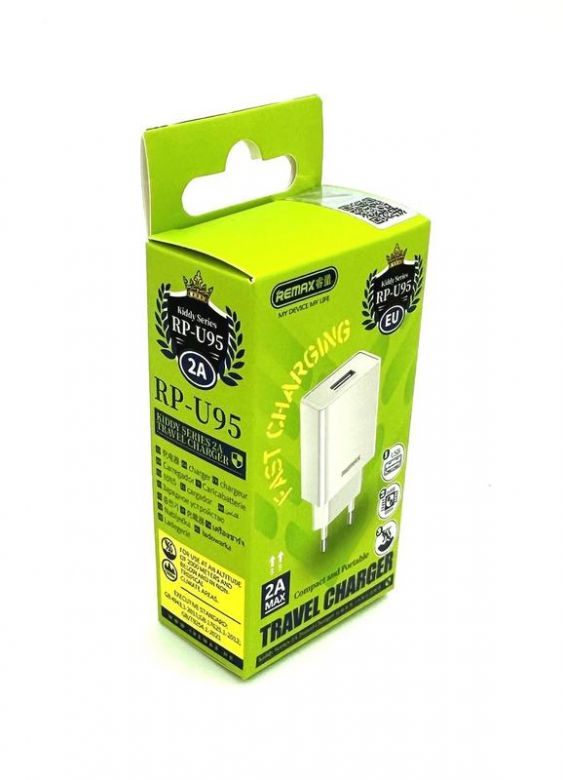 Мережевий зарядний пристрій REMAX RP-U95  (5V/2A/1USB) - фото фото фото 0
