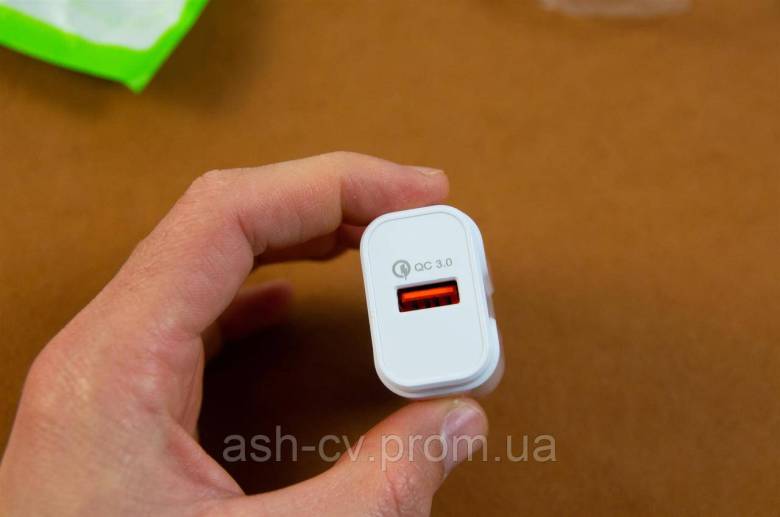 Зарядний пристрій, USB, 3A, QC 3.0, QC 4.0, White - фото фото фото 1