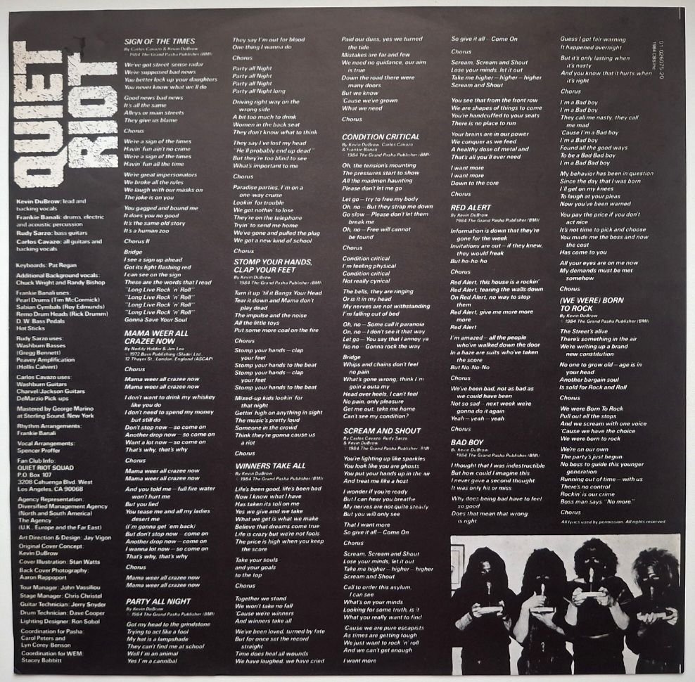 Quiet Riot - Conditional Critical - 1984.  (LP). 12. Vinyl. Пластинка. Greece. - фото фото фото 3