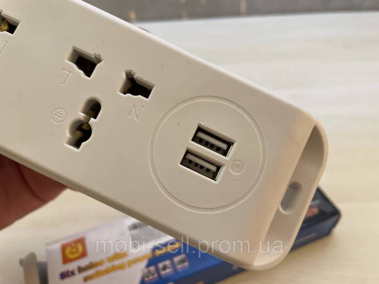 Колодка електрична 250V 10А + 2 USB 5V / 1A з вимикачем - фото фото фото 2