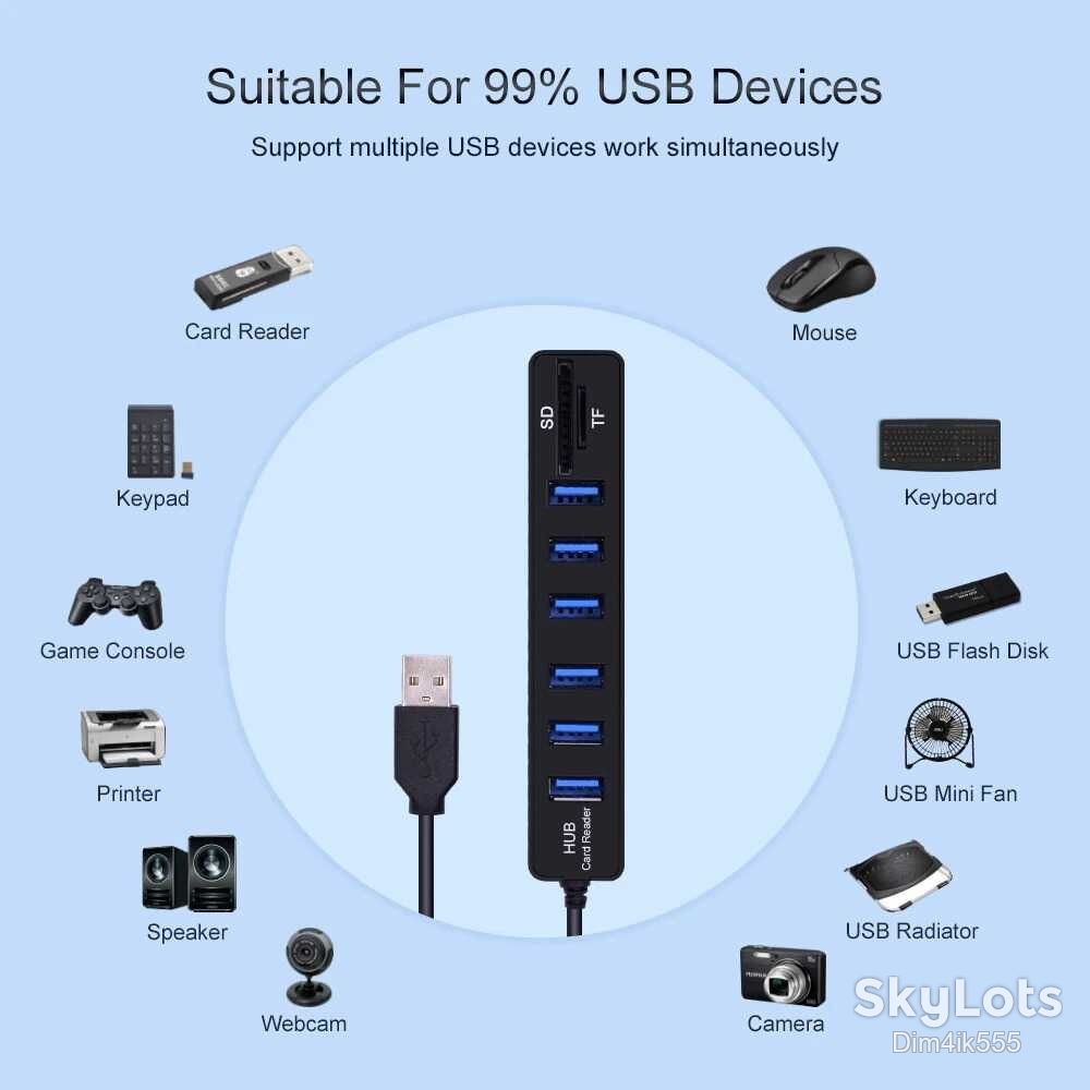 USB хаб 6 USB 3.0 картридер микро SD / TF - фото фото фото 2