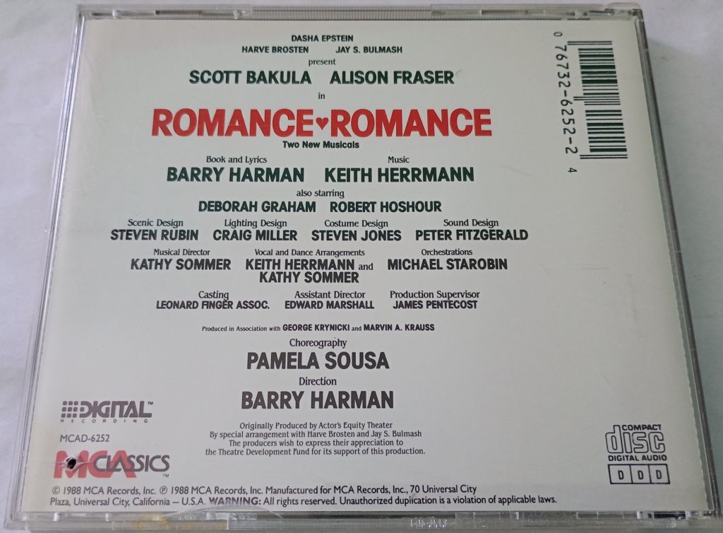 ORIGINAL BROADWAY CAST Romance Romance: Two New Musicals CD US - фото фото фото 2