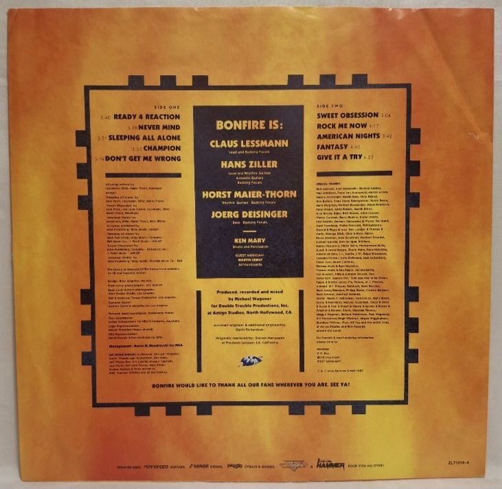 Bonfire - Fire Works - 1987.  (LP). 12. Vinyl. Пластинка. EEC. - фото фото фото 3