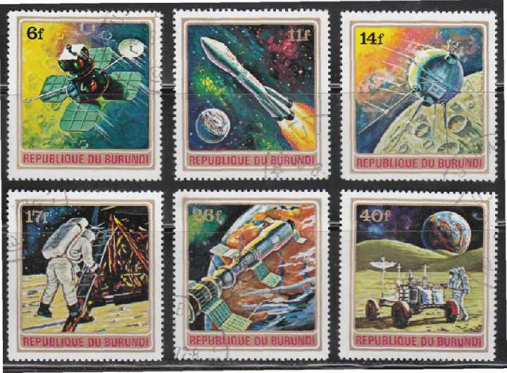 Бурунди 1972 КОСМОС СПУТНИКИ ЛУНОХОД РАКЕТА ПОЛЁТЫ ОРБИТА ЗЕМЛИ КОСМОНАВТ АСТРОНАВТ Mi.832-837 - фото фото фото 0