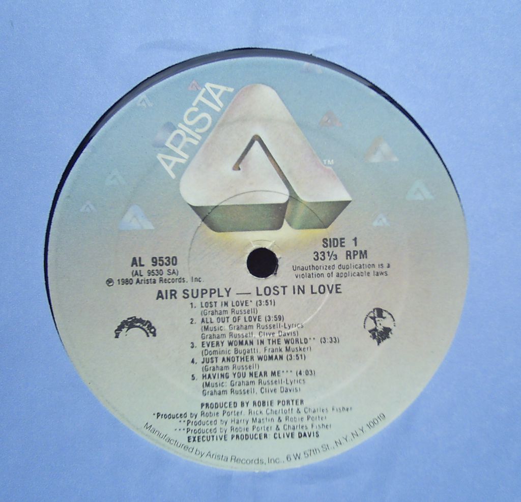 AIR SUPPLY  Lost In Love LP  VG+/EX - фото фото фото 2
