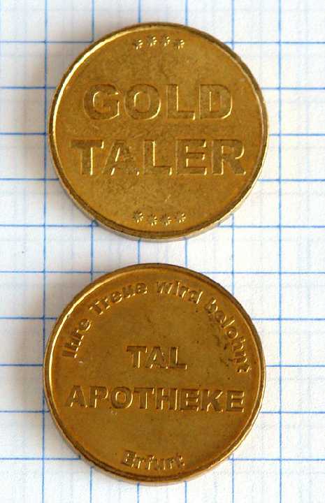 Жетон аптечный Gold Taler, Эрфурт, Германия - фото фото фото 1