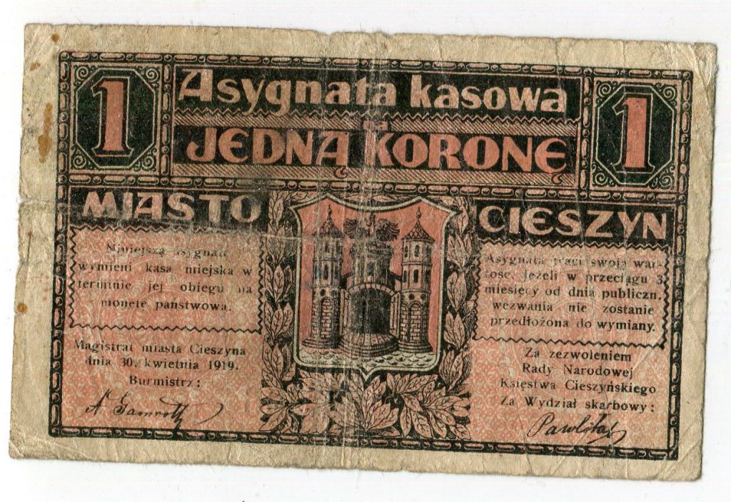 1 корона (м. Цєшин) 1919 р. - фото фото фото 0