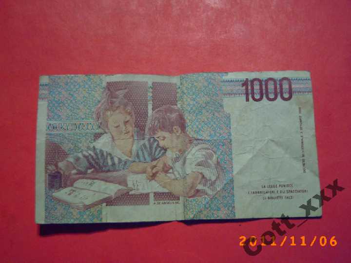 1000 лир 1990 год - интересный номер !!! - фото фото фото 2