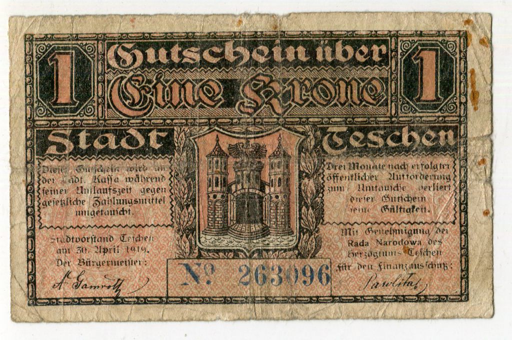 1 корона (м. Цєшин) 1919 р. - фото фото фото 1