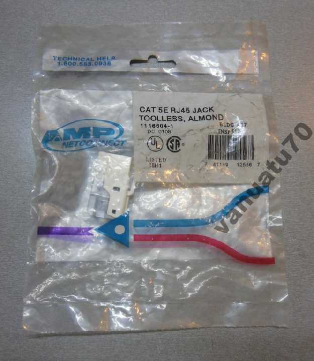 Модуль AMP CAT 5E RJ45 JACK TOOLLESS ALMOND - фото фото фото 1