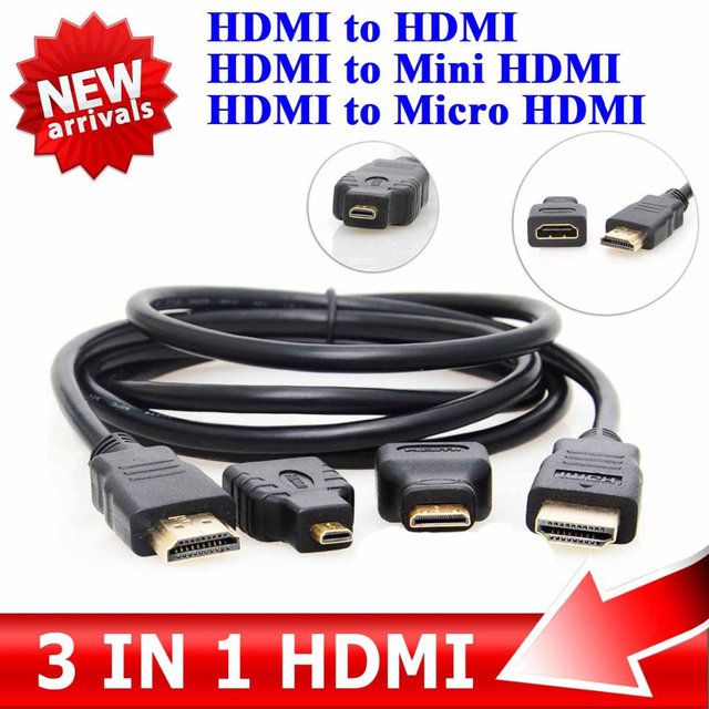 Кабель HDMI 3IN1 1,5m , micro HDMI , mini HDMI , HDMI-HDMI - фото фото фото 0