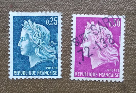 Франція Франция ^/--/^ Франция 1967 г - Марианна, гаш, 3 шт  (см.фото) ^_^^^ Франція 1967 — Маріанна - фото фото фото