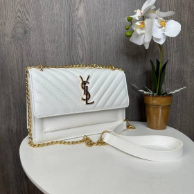Сумки Сумки ^/--/^ Стильна жіноча невелика сумка, клатч YSL на ланцюжку, невелика сумка з віночком брелоком чорна люкс  ^_^^^ Стильная женская небольшая сумка, клатч YSL на цепочке, небольшая сумка с венчиком брелоком черная люкс - фото фото фото
