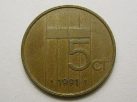 Нідерланди Нидерланды ^/--/^ Нидерланды 5 центов 1991 года 38603 ^_^^^ Нідерланди 5 центів 1991 року 38603 - фото фото фото