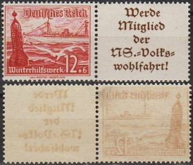 Третій Рейх (-) Третий Рейх (-) ^/--/^ 1937 - Рейх - Зимова допомога - Кораблі W 129 Mi.656 + A ** ^_^^^ 1937 - Рейх - Зимняя помощь - Корабли W 129 Mi.656 + A ** - фото фото фото