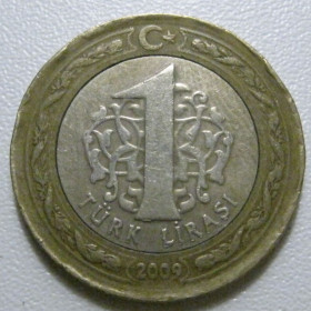 Туреччина Турция ^/--/^ Туреччина 1 ліра 2009 року 41054 ^_^^^ Турция 1 лира 2009 года 41054 - фото фото фото