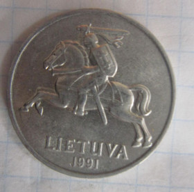 Литва Литва ^/--/^ ЛИТВА.  5 ЦЕНТОВ 1991 Г. ^_^^^ Литва. 5 центів 1991 - фото фото фото