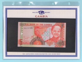 Гамбія Гамбия ^/--/^ ГАМБИЯ банкнота 5 Dalasis UNC из серии «Das Geld Der Welt» ГАМБІЯ + сертификат + альбомный лист ^_^^^ ГАМБИЯ банкнота 5 Dalasis UNC из серии «Das Geld Der Welt» ГАМБИЯ + сертификат + альбомное письмо - фото фото фото