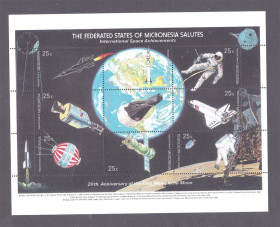 Освоєння космосу Освоение космоса ^/--/^ Космос . Микронезия 1989 г MNH - блок - ^_^^^ Мікронезія 1989 MNH - блок - фото фото фото