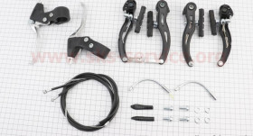 Гальмівна система Тормозная система ^/--/^ Тормоз V-brake задний+передний в сборе 115 /--/ мм, рычаги+троса, черные ^_^^^ Тормоз V-brake задній+передній у зборі 115 /--/ мм, важелі+тросу, чорні - фото фото фото