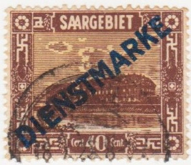 Веймарська республіка Веймарская республика ^/--/^ Германия  ( Саар)   1922  г. № 8 гашеная ^_^^^ Німеччина ( Саар) 1922 р. No 8 гашена - фото фото фото
