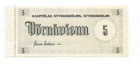 Скандинавія Скандинавия ^/--/^ Исландия торговый талон 5 крон 1960 - е года ^_^^^ Ісландія торговий талон 5 крон 1960 - е роки - фото фото фото