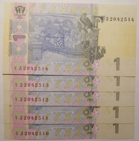 Загальнодержавні випуски Общегосударственные выпуски ^/--/^ Україна 1 гривня 2014 року. Гонтарєва UNC Серія УЛ Номери поспіль 5 штук ^_^^^ Украина 1 гривна 2014 года. Гонтарева UNC Серия УЛ Номери подряд 5 штук - фото фото фото