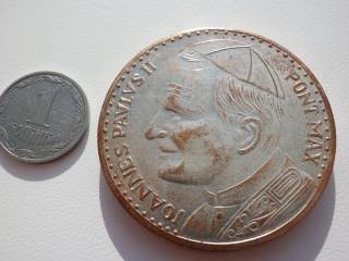 Європа Европа ^/--/^ Польша Настольная медаль визит паломничество Иоанна Павла II в Польшу 1987 ^_^^^ Польща Настільна медаль візит паломництво Іоанна Павла II до Польщі 1987 - фото фото фото