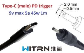 Інше Другое ^/--/^ Переходник на 9 /--/ v (max 5 /--/ a, 45 /--/ w) 2.0 /--/ x /--/ 0.6(1.0)mm 1 /--/ m з USB Type-C (male) Power Delivery PD (WITRN) триге - фото фото фото