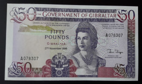 Інші країни Другие страны ^/--/^ Гібралтар 50 фунтів 1986 UNC Gibraltar 50 pounds Великобританія ^_^^^ Гибралтар 50 фунтов 1986 UNC Gibraltar 50 pounds Великобритания - фото фото фото