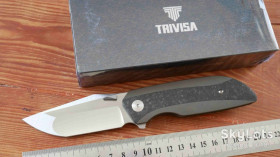 Ножі, мультітули Ножи, мультитулы ^/--/^ TRIVISA Little Fatty-01, Elmax Pearly, Black Titanium and Carbon, Ceramic Ball Bearing, EDC, Outdoor, Frame Lock - фото фото фото
