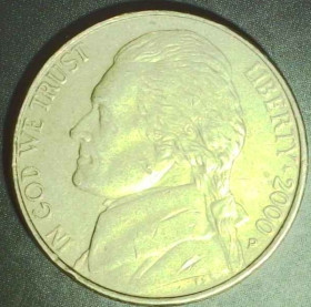 Обігові Обиходные ^/--/^ США 5 центів, 2000 P Джефферсон Нікель [3.26] ^_^^^ США 5 центов, 2000 P Джефферсон Никель [3.26] - фото фото фото