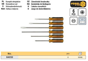 Викрутки Отвертки ^/--/^ Набор отверток шлицевая крестообразная 6 штук VOREL-64050 ^_^^^ Набір викруток шліцева хрестоподібна 6 штук Польща VOREL-64050 - фото фото фото