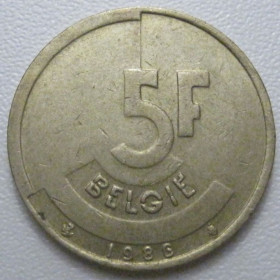 Бельгія Бельгия ^/--/^ Бельгія 5 франків 1986 року Belgie 42886 ^_^^^ Бельгия 5 франков 1986 года Belgie 42886 - фото фото фото