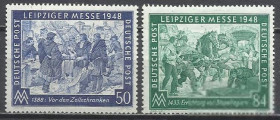 НДР, ФРН ГДР, ФРГ ^/--/^ Германия 1948 союзная зона оккупации США Великобритании и СССР весенняя ярмарка в Лейпциге живопись ^_^^^ Німеччина 1948 союзна зона окупації США Великобританії і СРСР весняний ярмарок у Лейпцигу живопис - фото фото фото