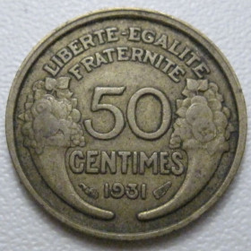 Франція Франция ^/--/^ Франція 50 сантимів 1931 року 42077 ^_^^^ Франция 50 сантимов 1931 года 42077 - фото фото фото